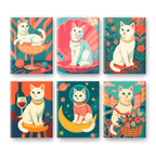 6 Mini Paintings | Elegant Cat Set