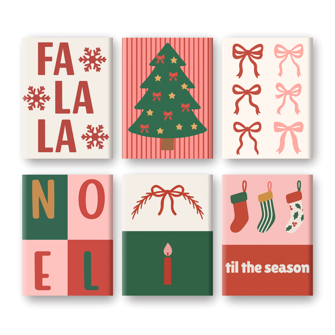 6 Mini Paintings -  Fa La La Christmas Set