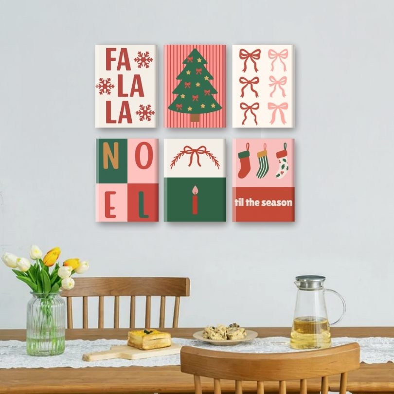 6 Mini Paintings -  Fa La La Christmas Set