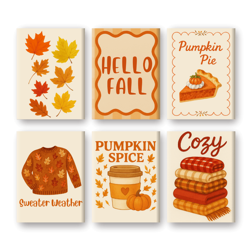 6 Mini Paintings - Fall Set