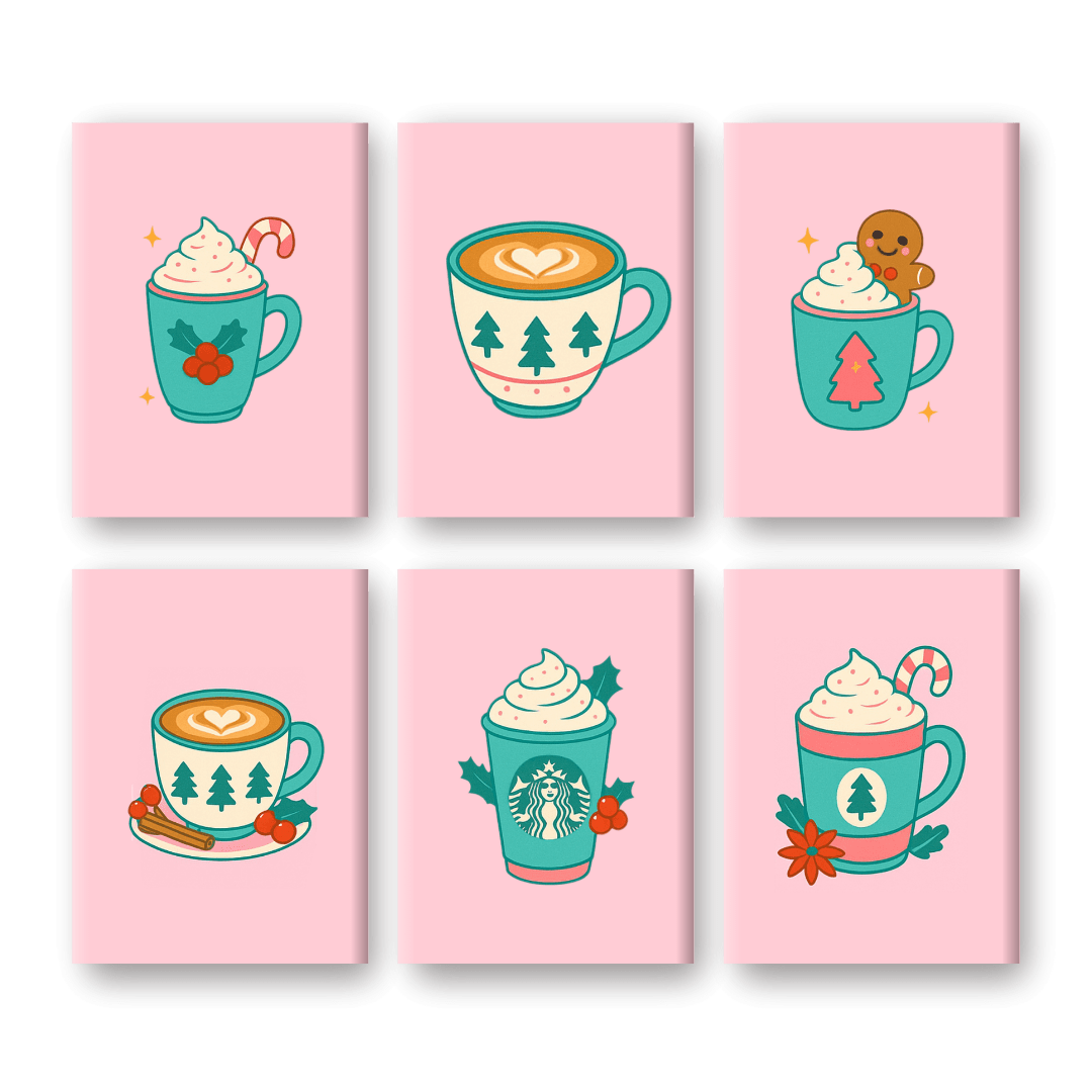 6 Mini Paintings | Festive Mug Set