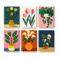6 Mini Paintings - Flowers & Plants Set