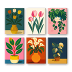 6 Mini Paintings - Flowers & Plants Set