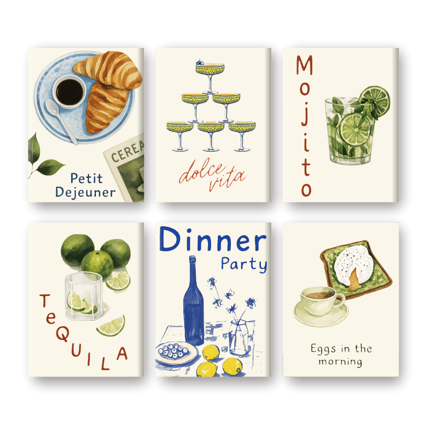 6 Mini Paintings - Food & Drinks Set