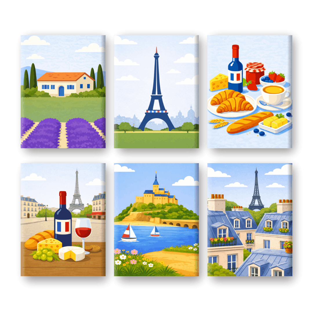 6 Mini Paintings - France Set