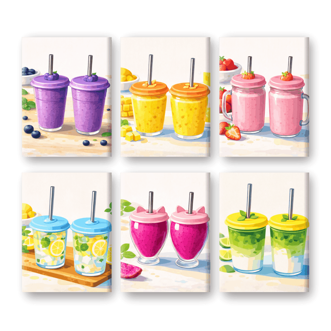 6 Mini Paintings - Fresh Smoothie Set