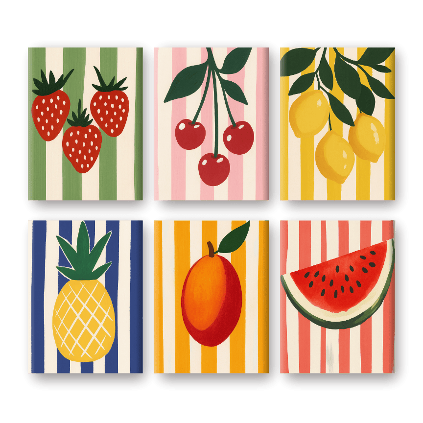 6 Mini Paintings - Fruit Set