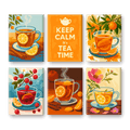 6 Mini Paintings - Fruit Tea Set