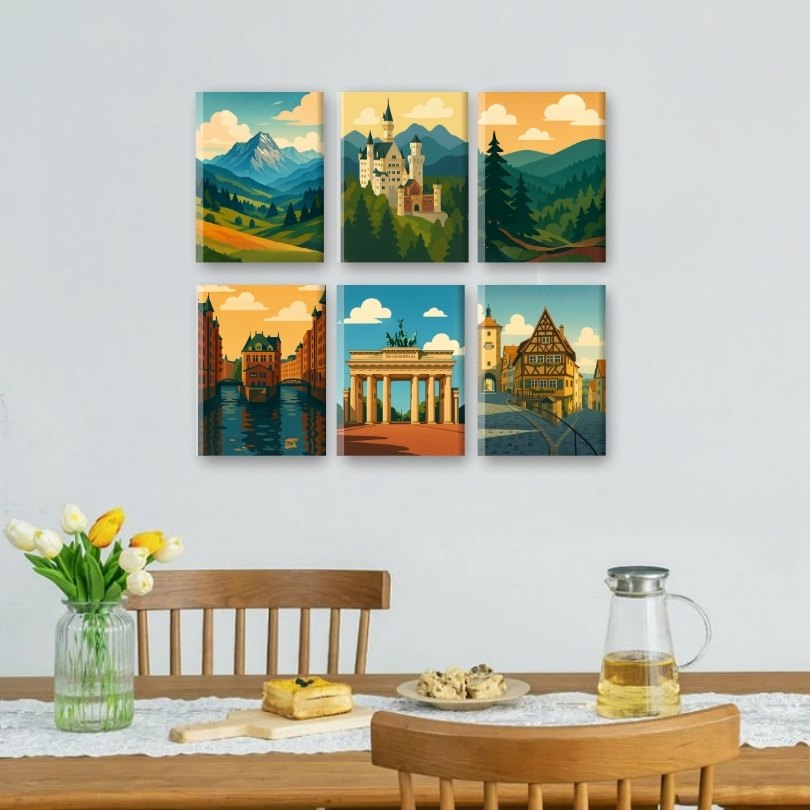 6 Mini Paintings - German Landscapes Set