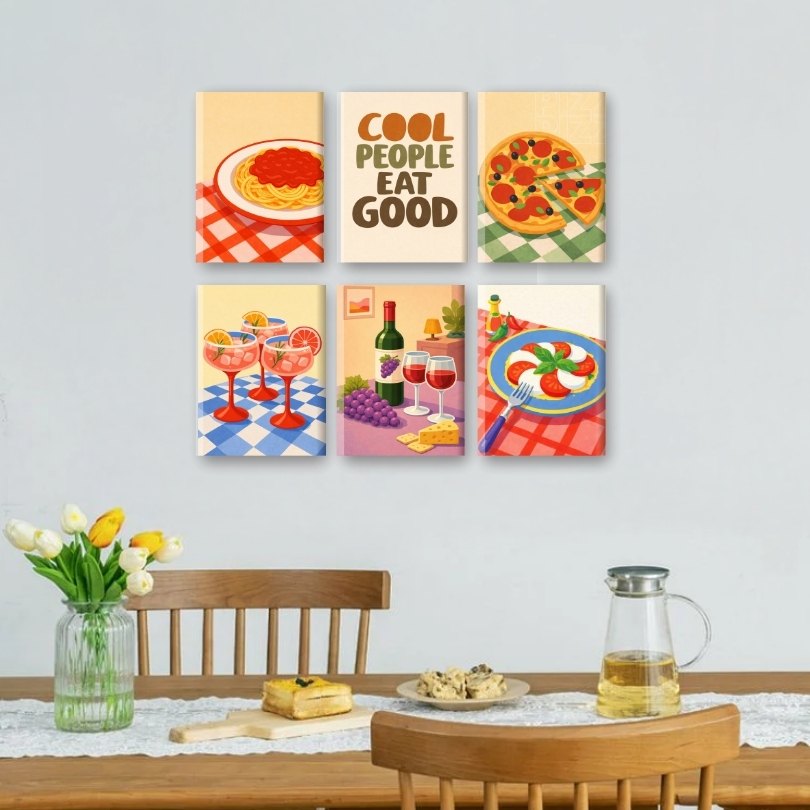 6 Mini Paintings - Good Food Set