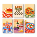 6 Mini Paintings - Good Food Set