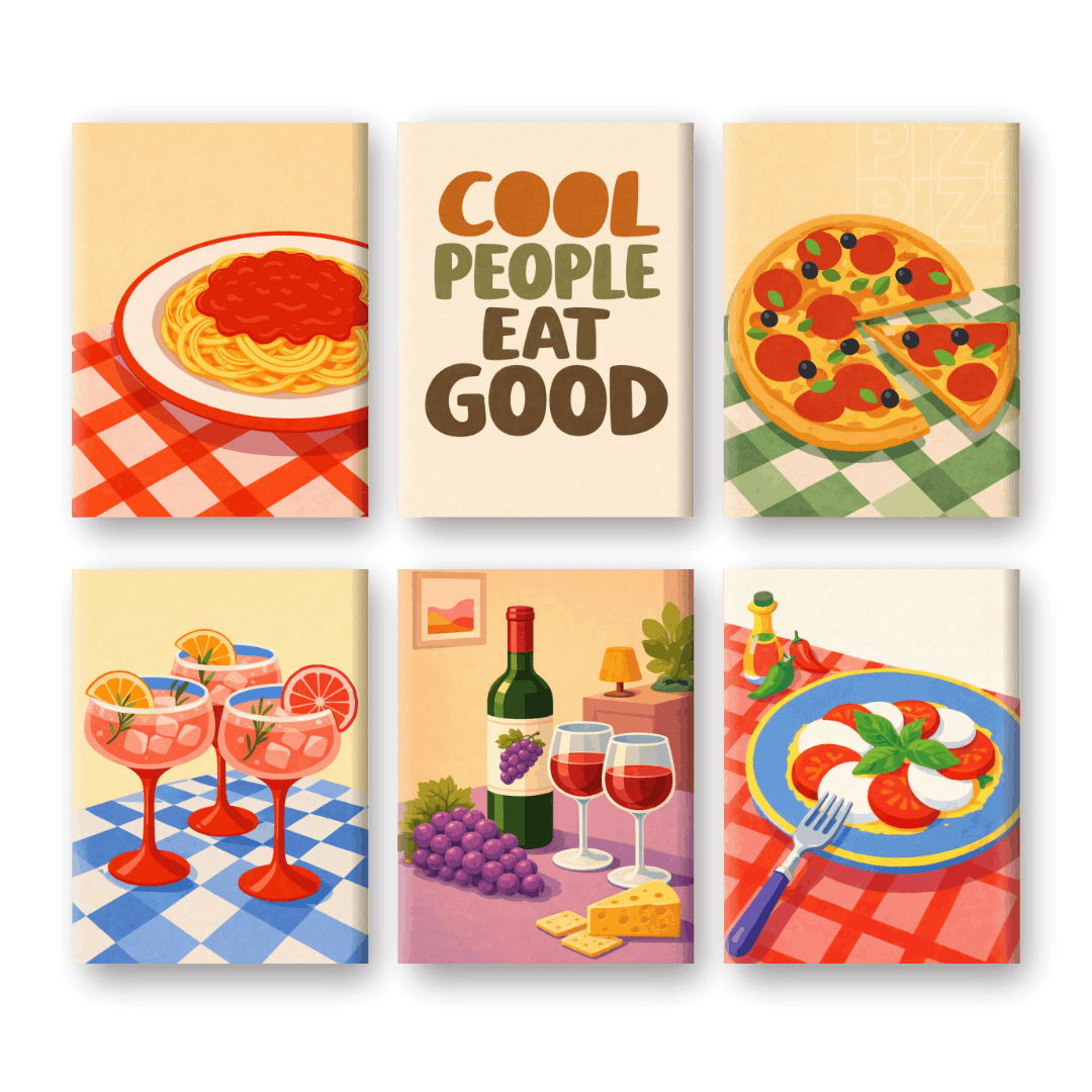 6 Mini Paintings - Good Food Set