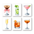 6 Mini Paintings - Beautiful Cocktail Set