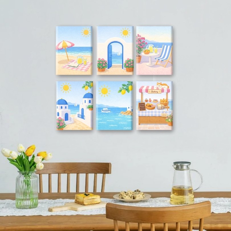 6 Mini Paintings - Greek Island Set
