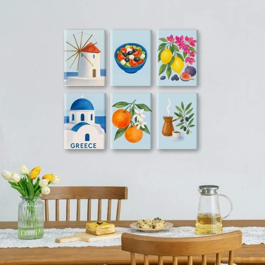 6 Mini Paintings - Greek Summer Set