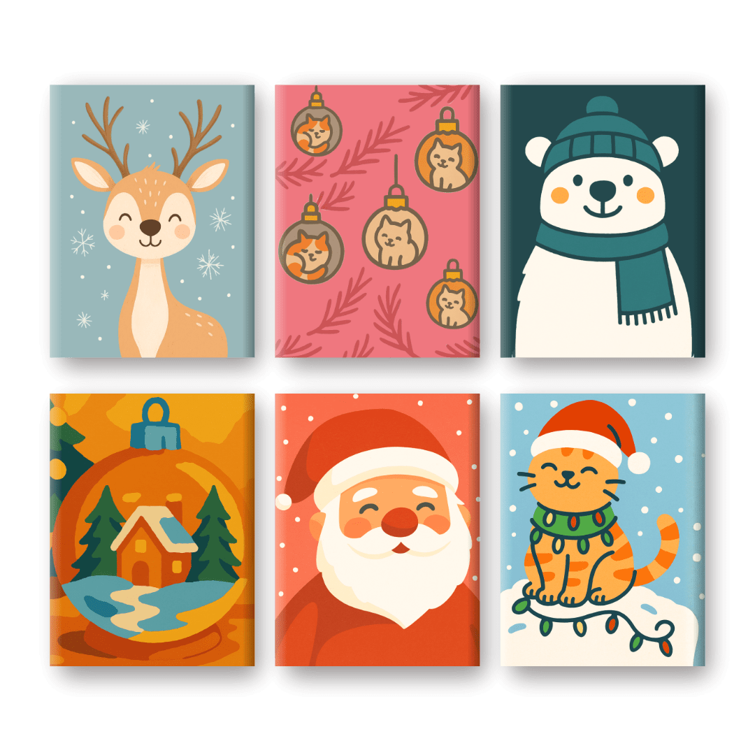 6 Mini Paintings | Happy Christmas Set