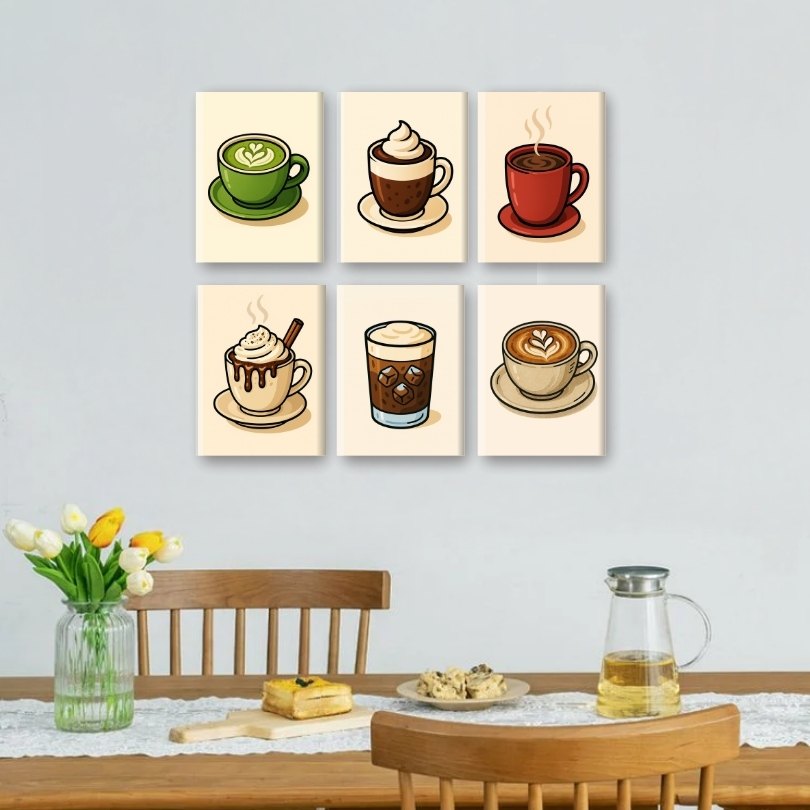 6 Mini Paintings - Hot Chocolate & Coffee Set