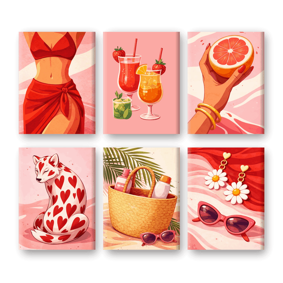6 Mini Paintings - Hot Girl Summer Set