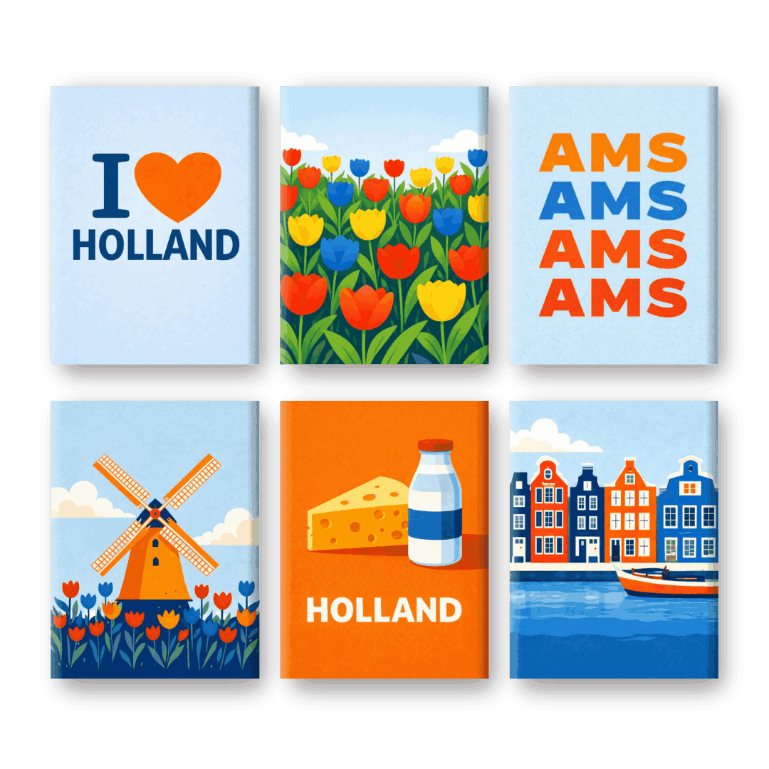 6 Mini Paintings - I Love Holland Set
