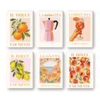 6 Mini Paintings - Italian ''Dolce Vita'' Set