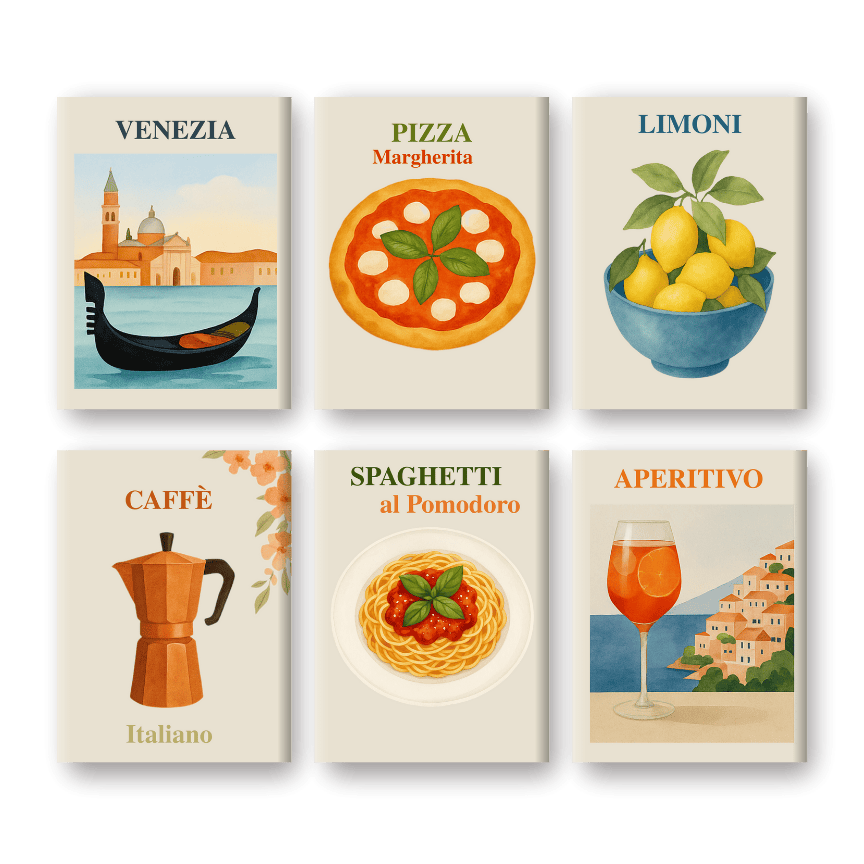 6 Mini Paintings - Italian Summer Set