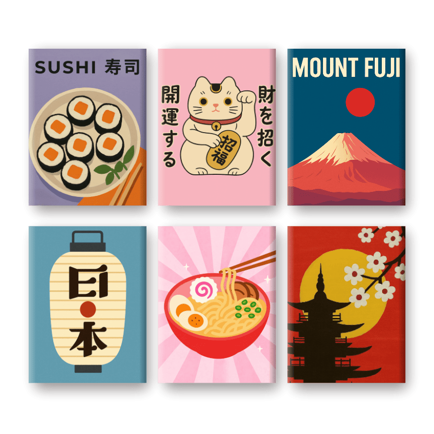 6 Mini Paintings - Japan Set