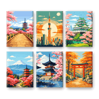 6 Mini Paintings - Japanese Landscapes Set