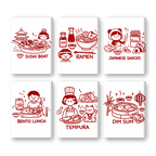 6 Mini Paintings - Kawaii Food Set