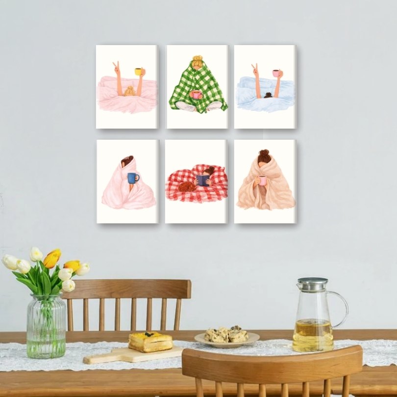6 Mini Paintings - Lazy Morning Set