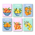 6 Mini Paintings - Mediterranean Fruit Set