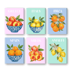 6 Mini Paintings - Mediterranean Fruit Set