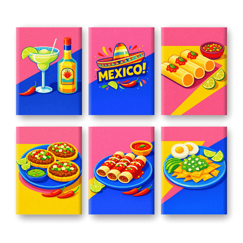 6 Mini Paintings - Mexican Food Set