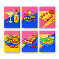 6 Mini Paintings - Mexican Food Set