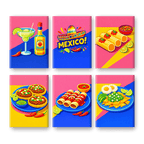 6 Mini Paintings - Mexican Food Set