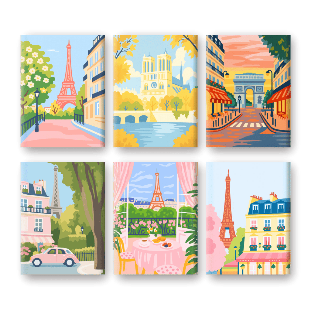 6 Mini Paintings - Paris Set