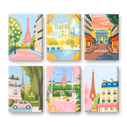 6 Mini Paintings - Paris Set