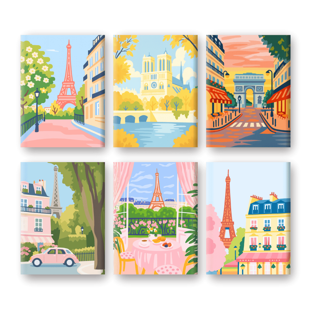 6 Mini Paintings - Paris Set