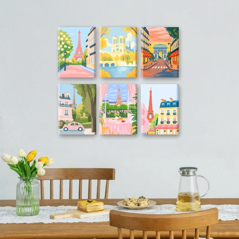 6 Mini Paintings - Paris Set