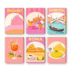 6 Mini Paintings - Pastel Italy Set