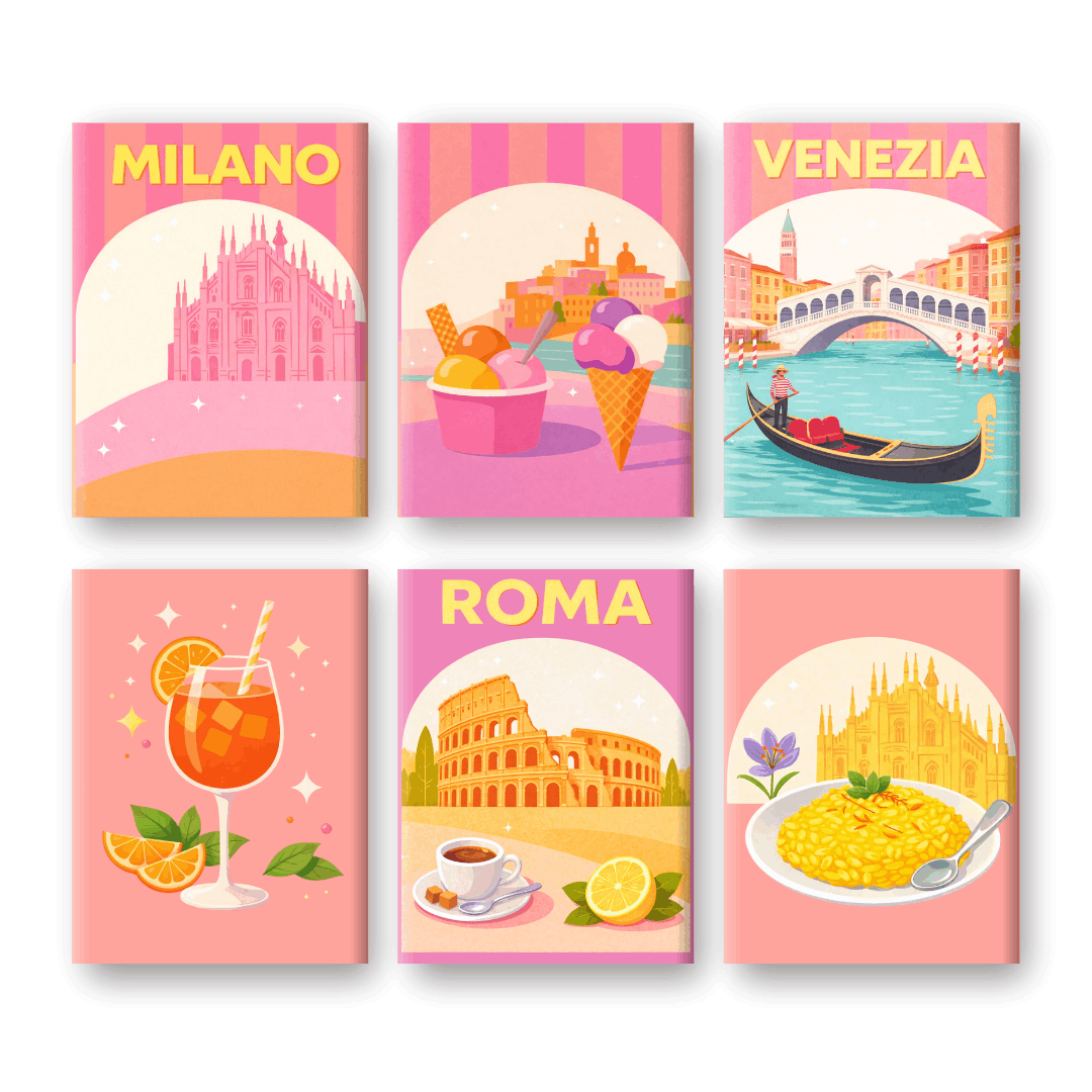 6 Mini Paintings - Pastel Italy Set