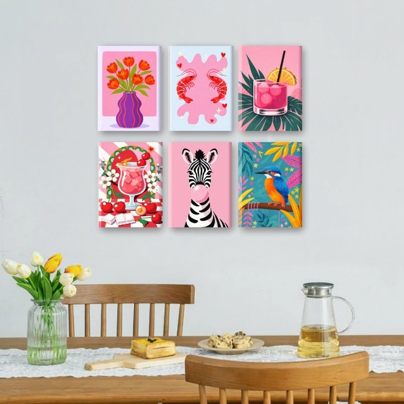 6 Mini Paintings - Pastel Pop Art Set