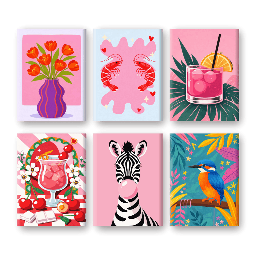 6 Mini Paintings - Pastel Pop Art Set