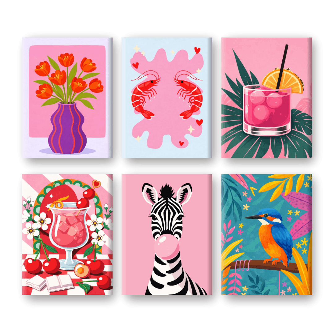 6 Mini Paintings - Pastel Pop Art Set