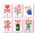 6 Mini Paintings - Pink Aesthetics Set