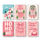 6 Mini Paintings - Pink Christmas Set