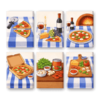 6 Mini Paintings - Pizza Dinner Set