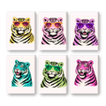 6 Mini Paintings - Pop Art Tigers Set