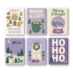 6 Mini Paintings - Purple Christmas Set