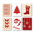 6 Mini Paintings - Red Christmas Set