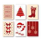 6 Mini Paintings - Red Christmas Set
